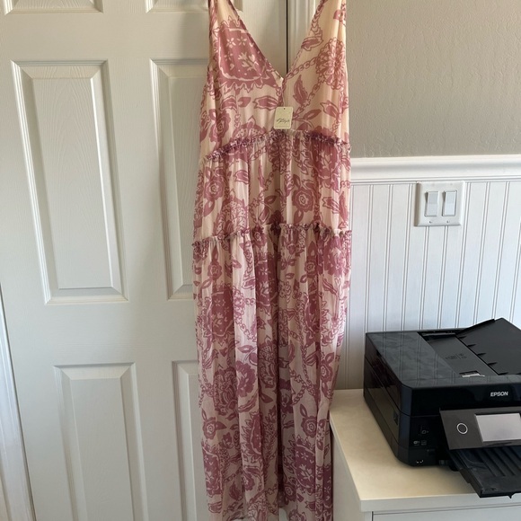 NWT Free People Julianna Maxi Dress Ivory/Blush Sz. XL 🌸 - Picture 3 of 5